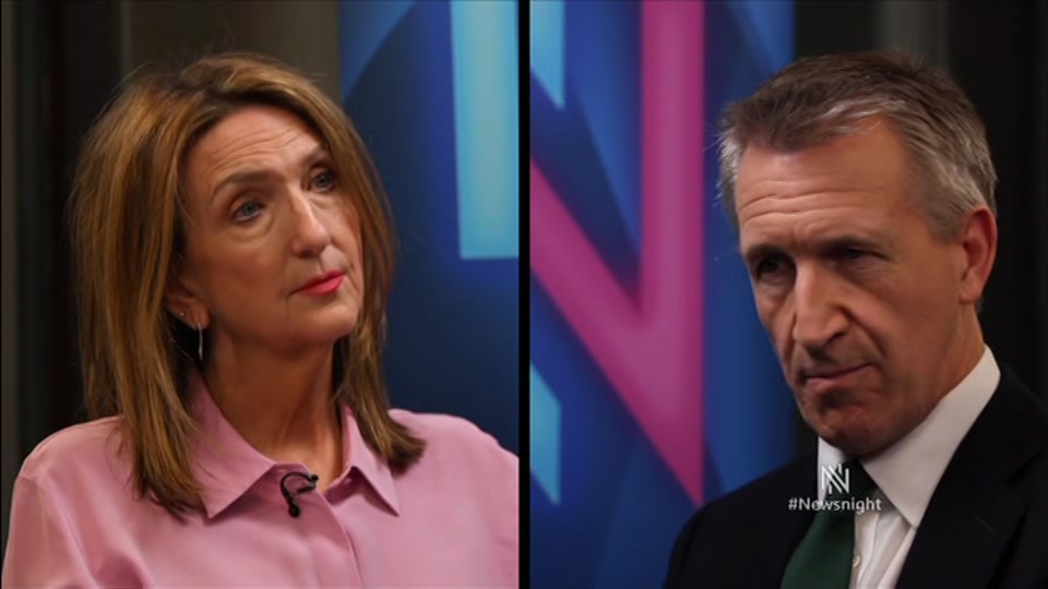 Broadcast still at 23m. BBC TWO, Newsnight, followed by Weather, 30 June 2026.