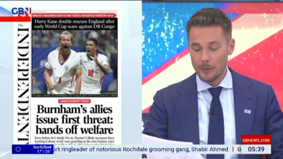 Broadcast still at 40m. GB News, Patrick Christys Tonight Late..., 2 July 2026.
